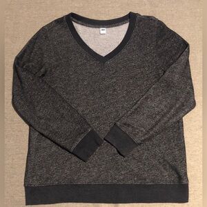 Old Navy Sweatshirt V-Neck Black White Size L